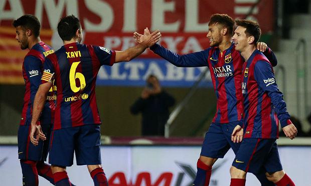 Neymar e Messi ajudaram Barcelona a golear o Elche por 6 a 0 / Foto: AFP