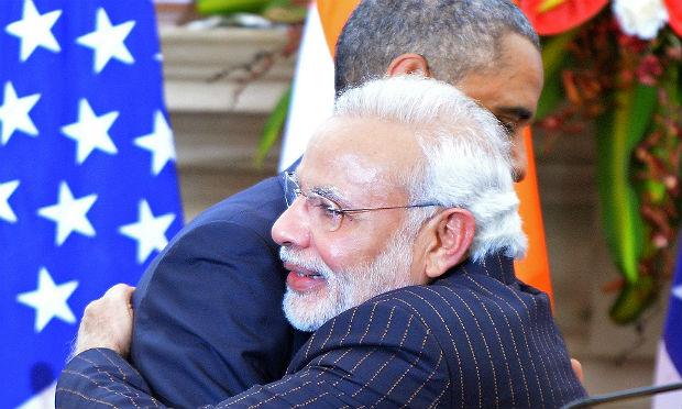  Obama e Modi voltaram a se encontrar neste domingo em Nova Délhi em uma visita simbólica destinada a fortalecer as relações econômicas entre os dois países / Foto: AFP