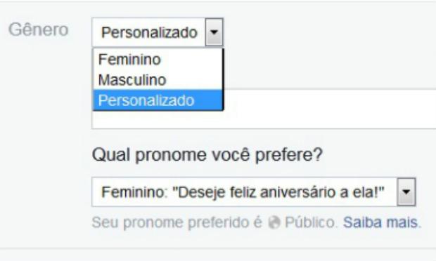 Usuário pode personalizar seu gênero / Foto: Facebook