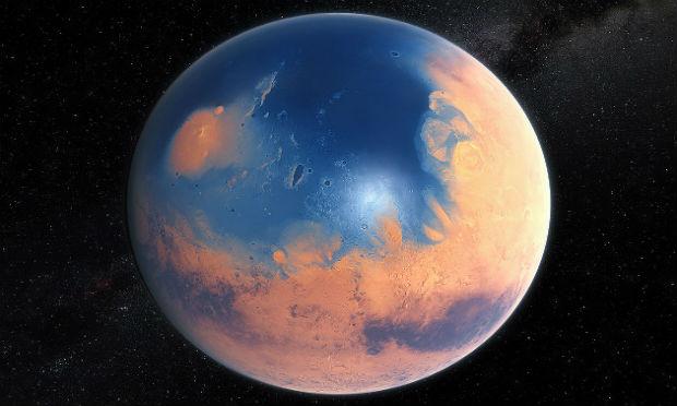 A água seria suficiente para formar um oceano que cobria metade do hemisfério norte de Marte / Foto: Divulgação
