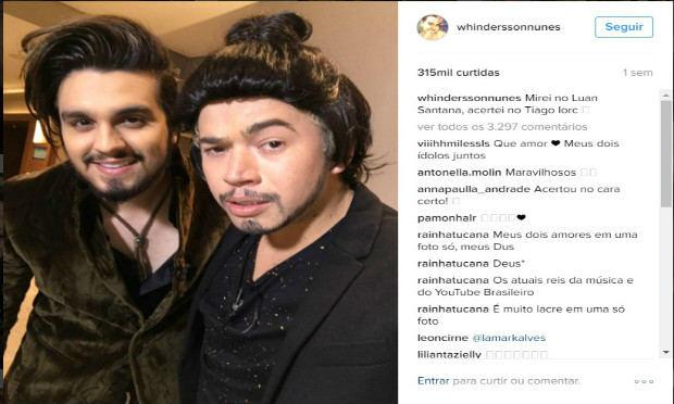 Youtuber postou foto com Luan Santana há cerca de uma semana caracterizado como o cantor / Foto: Reprodução/Instagram