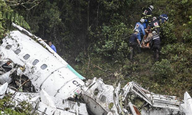 O acidente causou a morte de 71 das 77 pessoas que estavam a bordo que levava equipe da Chapecoense / Foto: AFP