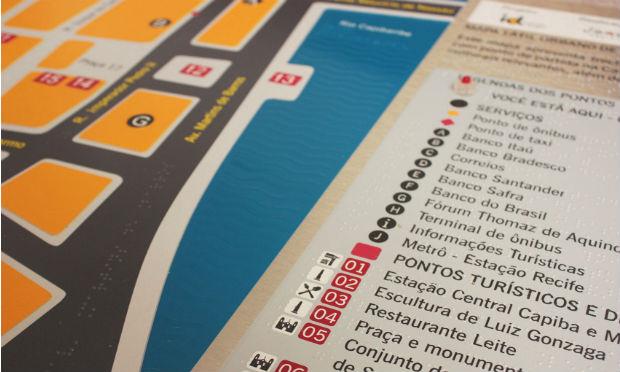 Mapa tátil ajudará cegos e pessoas com baixa visão a entenderem melhor o espaço urbano do centro do Recife / Foto: divulgação