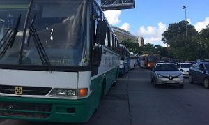 Diversos ônibus de viagem trouxeram manifestantes para o Recife
